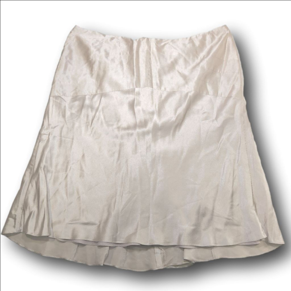 Women's Ann Taylor LOFT Petites 14P Beige Silk A-Line Skirt